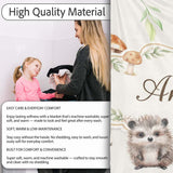 Cute Woodland Hedgehog Mushrooms Leaves Seamless Soft Grey  Personalised Custom Name Super Soft Fleece Blanket Bed Sofa Throw