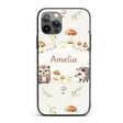 Cute Woodland Hedgehog Mushrooms Leaves Seamless Custom Name Protective Phone Case Mobile Cover Durable Everyday Smartphone Shock Resistant