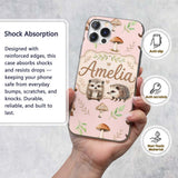 Cute Woodland Hedgehog Mushrooms Leaves Seamless Custom Name Protective Phone Case Mobile Cover Durable Everyday Smartphone Shock Resistant