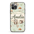 Cute Woodland Hedgehog Mushrooms Leaves Seamless Custom Name Protective Phone Case Mobile Cover Durable Everyday Smartphone Shock Resistant