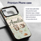 Cute Woodland Hedgehog Mushrooms Leaves Seamless Custom Name Protective Phone Case Mobile Cover Durable Everyday Smartphone Shock Resistant