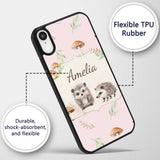 Cute Woodland Hedgehog Mushrooms Leaves Seamless Custom Name Protective Phone Case Mobile Cover Durable Everyday Smartphone Shock Resistant