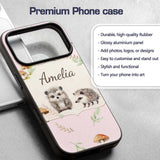Cute Woodland Hedgehog Mushrooms Leaves Seamless Custom Name Protective Phone Case Mobile Cover Durable Everyday Smartphone Shock Resistant