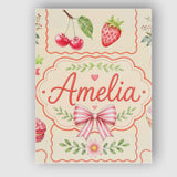 Personalised Name Cute Strawberry Cherry Custom  Unique Gift Idea Elegant Feature Canvas Wall Art Print Decor Picture Ready to Hang