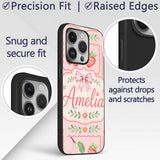 Cute Strawberry Cherry Ribbon Bow Sweet Dessert Custom Name Protective Phone Case Mobile Cover Durable Everyday Smartphone Shock Resistant