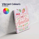 Personalised Name Cute Strawberry Cherry Custom  Unique Gift Idea Elegant Feature Canvas Wall Art Print Decor Picture Ready to Hang