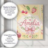 Personalised Name Cute Strawberry Cherry Custom  Unique Gift Idea Elegant Feature Canvas Wall Art Print Decor Picture Ready to Hang