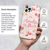 Strawberry Cherry Daisy Floral Bow Sweet Dessert Custom Name Protective Phone Case Mobile Cover Durable Everyday Smartphone Shock Resistant