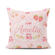 Custom Name Strawberry Cherry Daisy Bow Sweet Dessert Warm Cream Square Filled Cushion Throw Pillow Sofa Bed Home Decor Zip Washable UK Made