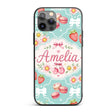 Cute Strawberry Cherry Daisy Floral Bow Sweet Custom Name Protective Phone Case Mobile Cover Durable Everyday Smartphone Shock Resistant