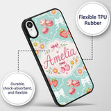 Cute Strawberry Cherry Daisy Floral Bow Sweet Custom Name Protective Phone Case Mobile Cover Durable Everyday Smartphone Shock Resistant