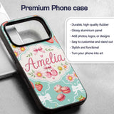 Cute Strawberry Cherry Daisy Floral Bow Sweet Custom Name Protective Phone Case Mobile Cover Durable Everyday Smartphone Shock Resistant