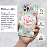 Cute Strawberry Cherry Daisy Floral Bow Sweet Custom Name Protective Phone Case Mobile Cover Durable Everyday Smartphone Shock Resistant
