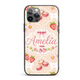 Cute Strawberry Cherry Daisy Floral Bow Sweet Custom Name Protective Phone Case Mobile Cover Durable Everyday Smartphone Shock Resistant