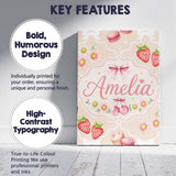 Personalised Name Cute Strawberry Cherry Custom  Unique Gift Idea Elegant Feature Canvas Wall Art Print Decor Picture Ready to Hang