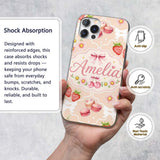 Cute Strawberry Cherry Daisy Floral Bow Sweet Custom Name Protective Phone Case Mobile Cover Durable Everyday Smartphone Shock Resistant