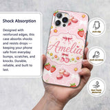 Strawberry Cherry Daisy Floral Bow Sweet Dessert Custom Name Protective Phone Case Mobile Cover Durable Everyday Smartphone Shock Resistant