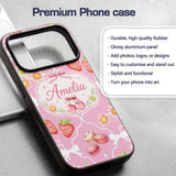 Cute Strawberry Cherry Daisy Floral Bow Sweet Custom Name Protective Phone Case Mobile Cover Durable Everyday Smartphone Shock Resistant