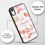 Cute Strawberry Cherry Daisy Floral Bow Sweet Custom Name Protective Phone Case Mobile Cover Durable Everyday Smartphone Shock Resistant