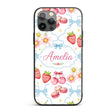 Strawberry Cherry Daisy Floral Bow Sweet Dessert Custom Name Protective Phone Case Mobile Cover Durable Everyday Smartphone Shock Resistant