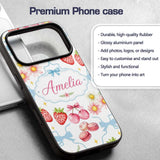 Strawberry Cherry Daisy Floral Bow Sweet Dessert Custom Name Protective Phone Case Mobile Cover Durable Everyday Smartphone Shock Resistant