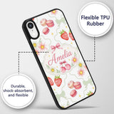 Strawberry Cherry Daisy Floral Bow Sweet Dessert Custom Name Protective Phone Case Mobile Cover Durable Everyday Smartphone Shock Resistant