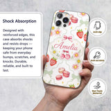 Strawberry Cherry Daisy Floral Bow Sweet Dessert Custom Name Protective Phone Case Mobile Cover Durable Everyday Smartphone Shock Resistant
