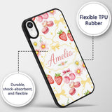 Strawberry Cherry Daisy Floral Bow Sweet Dessert Custom Name Protective Phone Case Mobile Cover Durable Everyday Smartphone Shock Resistant