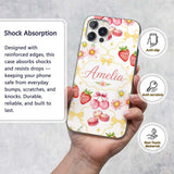 Strawberry Cherry Daisy Floral Bow Sweet Dessert Custom Name Protective Phone Case Mobile Cover Durable Everyday Smartphone Shock Resistant