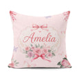 Custom Name Elegant Watercolor Rose Bouquet Butterfly Soft Beige Square Filled Cushion Throw Pillow Sofa Bed Home Decor Zip Washable UK Made