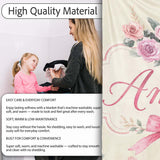 Elegant Watercolor Rose Bouquet Ribbon Butterfly Warm Cream Lovely  Personalised Custom Name Super Soft Fleece Blanket Bed Sofa Throw