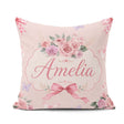Custom Name Elegant Watercolor Rose Bouquet Butterfly Background Square Filled Cushion Throw Pillow Sofa Bed Home Decor Zip Washable UK Made
