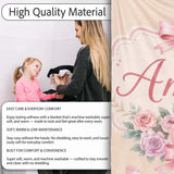 Elegant Watercolor Rose Bouquet Ribbon Butterfly Warm Beige Lovely  Personalised Custom Name Super Soft Fleece Blanket Bed Sofa Throw