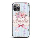 Elegant Watercolor Rose Bouquet Ribbon Butterfly Custom Name Protective Phone Case Mobile Cover Durable Everyday Smartphone Shock Resistant