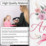 Elegant Watercolor Rose Bouquet Ribbon Butterfly Light Grey Lovely  Personalised Custom Name Super Soft Fleece Blanket Bed Sofa Throw