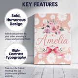 Personalised Name White Daisy Floral Custom Premium Decorative Design Modern Room Accent Canvas Wall Art Print Decor Picture Ready to Hang