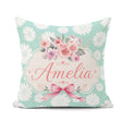 Custom Name White Daisy Floral on Mint Green Background Seamless Square Filled Cushion Throw Pillow Sofa Bed Home Decor Zip Washable UK Made