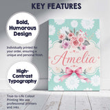 Personalised Name White Daisy Floral Custom Premium Decorative Design Modern Room Accent Canvas Wall Art Print Decor Picture Ready to Hang