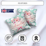 Custom Name White Daisy Floral on Mint Green Background Seamless Square Filled Cushion Throw Pillow Sofa Bed Home Decor Zip Washable UK Made