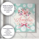 Personalised Name White Daisy Floral Custom Premium Decorative Design Modern Room Accent Canvas Wall Art Print Decor Picture Ready to Hang