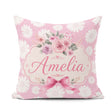 Custom Name White Daisy Floral on Dusty Rose Background Seamless Square Filled Cushion Throw Pillow Sofa Bed Home Decor Zip Washable UK Made