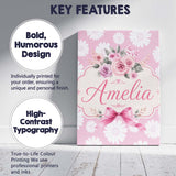 Personalised Name White Daisy Floral Custom Premium Decorative Design Modern Room Accent Canvas Wall Art Print Decor Picture Ready to Hang