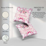 Custom Name White Daisy Floral on Dusty Rose Background Seamless Square Filled Cushion Throw Pillow Sofa Bed Home Decor Zip Washable UK Made