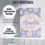 Personalised Name White Daisy Floral Custom Premium Decorative Design Modern Room Accent Canvas Wall Art Print Decor Picture Ready to Hang
