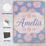 Personalised Name White Daisy Floral Custom Premium Decorative Design Modern Room Accent Canvas Wall Art Print Decor Picture Ready to Hang