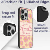 Pink Daisy Floral Pattern on Soft Printed Design Custom Name Protective Phone Case Mobile Cover Durable Everyday Smartphone Shock Resistant