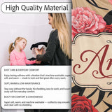 Elegant Rose Floral with Black Red and White Flowers on Beige Lovely  Personalised Custom Name Super Soft Fleece Blanket Bed Sofa Throw