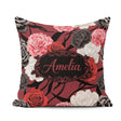 Custom Name Elegant Rose Floral with Black Red and White on Deep Square Filled Cushion Throw Pillow Sofa Bed Home Decor Zip Washable UK Made
