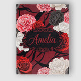 Personalised Name Elegant Rose Floral with Custom  Bespoke Contemporary Statement Canvas Wall Art Print Decor Picture Ready to Hang