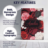 Personalised Name Elegant Rose Floral with Custom  Bespoke Contemporary Statement Canvas Wall Art Print Decor Picture Ready to Hang